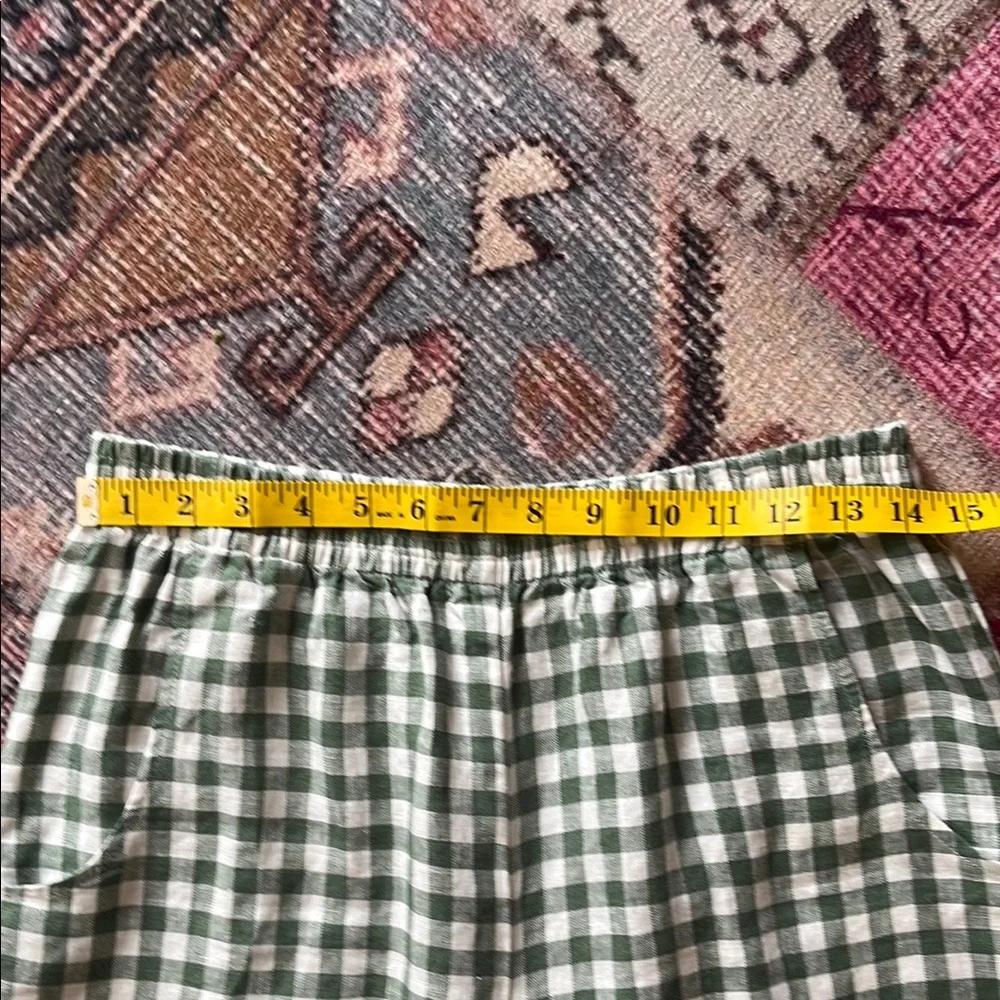 Linenfox Green and White Checkered Wide Leg Pants - Picture 4 of 6